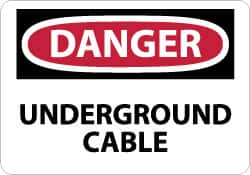 NMC - "Danger - Underground Cable", 10" Long x 14" Wide, Rigid Plastic Safety Sign - Rectangle, 0.05" Thick, Use for Accident Prevention - Americas Industrial Supply