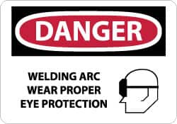 NMC - "Danger - Welding Arc Wear Proper Eye Protection", 10" Long x 14" Wide, Pressure-Sensitive Vinyl Safety Sign - Rectangle, 0.004" Thick, Use for Accident Prevention - Americas Industrial Supply