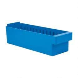 Quantum Storage - 17-5/8" Deep, Blue High-Impact Polystyrene Drawer Bin - 4-5/8" High x 5-9/16" Wide x 17-5/8" Long - Americas Industrial Supply