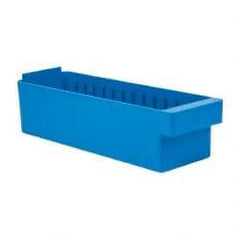 Quantum Storage - 17-5/8" Deep, Blue High-Impact Polystyrene Drawer Bin - 4-5/8" High x 5-9/16" Wide x 17-5/8" Long - Americas Industrial Supply