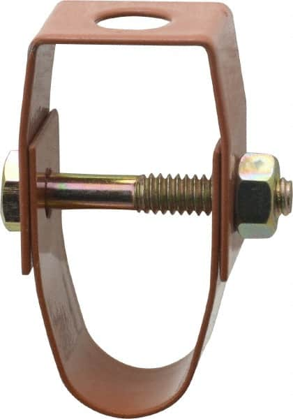 Empire - 1/2" Pipe, 3/8" Rod, Carbon Steel Adjustable Clevis Hanger - Copper Plated - Americas Industrial Supply