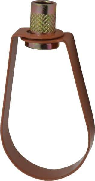 Empire - 1-1/2" Pipe, 3/8" Rod, Carbon Steel Emlok Swivel Ring Hanger - Copper Plated, 600 Lb Capacity - Americas Industrial Supply