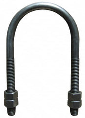 Empire - 7/8-9 UNC, 13-3/4" Long, Round U Bolt Clamp with No Mount Plate for 12" Pipe - 4-1/4" Thread Length, 9-5/8" Wide, Steel - Americas Industrial Supply