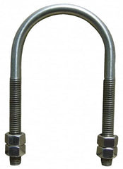 Empire - 1/2-13 UNC, 6-1/8" Long, Round U Bolt Clamp with No Mount Plate for 5" Pipe - 3" Thread Length, 5" Wide, Grade 304 Stainless Steel - Americas Industrial Supply