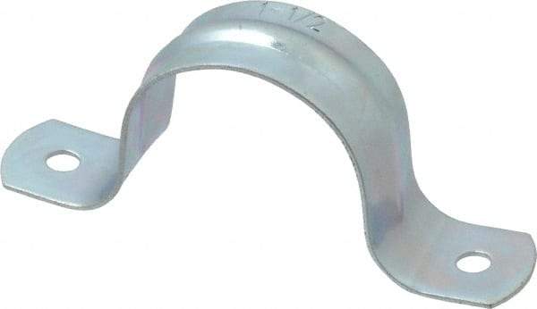 Empire - 1-1/2 Pipe, Carbon Steel, Galvanized Pipe, Conduit or Tube Strap - 2 Mounting Holes - Americas Industrial Supply