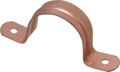 Empire - 1-1/2 Pipe, Carbon Steel, Copper Plated Pipe, Conduit or Tube Strap - 2 Mounting Holes - Americas Industrial Supply