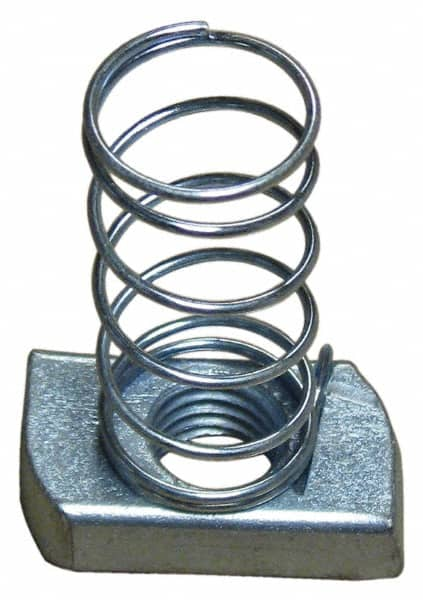 Empire - 5/8" Rod, Electro Galvanized Carbon Steel Spring Strut Nut - Used for Attaching Hanger Rod or Other Accessories to Strut - Americas Industrial Supply