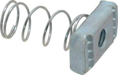 Empire - 3/8" Rod, Electro Galvanized Carbon Steel Spring Strut Nut - Used for Attaching Hanger Rod or Other Accessories to Strut - Americas Industrial Supply