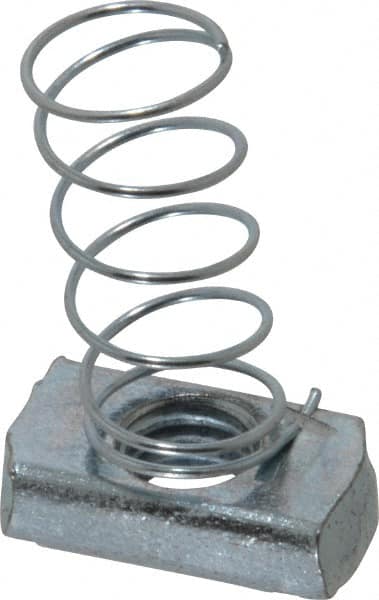 Empire - 1/2" Rod, Electro Galvanized Carbon Steel Spring Strut Nut - Used for Attaching Hanger Rod or Other Accessories to Strut - Americas Industrial Supply