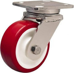 Hamilton - 5" Diam x 2" Wide x 6-1/2" OAH Top Plate Mount Swivel Caster - Polyurethane Mold on Polypropylene, 1,000 Lb Capacity, Delrin Bearing, 4 x 5" Plate - Americas Industrial Supply