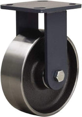 Hamilton - 6" Diam x 2" Wide x 7-1/2" OAH Top Plate Mount Rigid Caster - Forged Steel, 2,000 Lb Capacity, Sealed Precision Ball Bearing, 4 x 4-1/2" Plate - Americas Industrial Supply