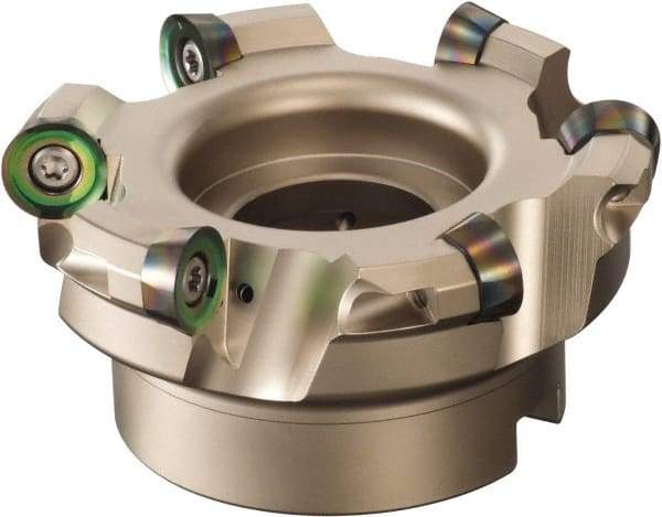 Sumitomo - 4" Cut Diam, 1/2" Max Depth, 1-1/4" Arbor Hole, 6 Inserts, QPMT 8424 Insert Style, Indexable Copy Face Mill - WRCX Cutter Style, 2" High, Series WaveMill - Americas Industrial Supply