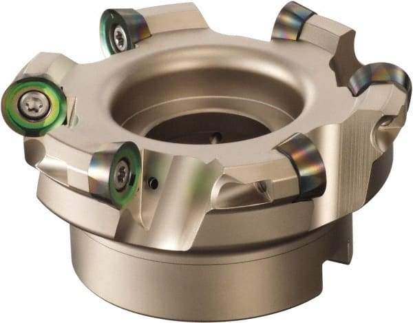 Sumitomo - 5" Cut Diam, 1/2" Max Depth, 1-1/2" Arbor Hole, 6 Inserts, QPMT 8424 Insert Style, Indexable Copy Face Mill - WRCX Cutter Style, 2-1/2 High, Series WaveMill - Americas Industrial Supply