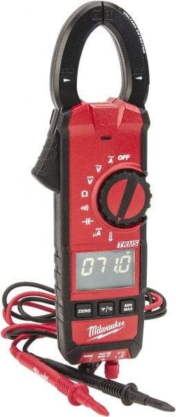 Milwaukee Tool - 2236-20, CAT III, Digital True RMS Clamp Meter with 1.3" Clamp On Jaws - 600 VAC/VDC, 600 AC/DC Amps, Measures Voltage, Capacitance, Continuity, Current, Resistance, Temperature - Americas Industrial Supply