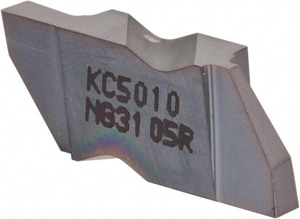 Kennametal - 3105NG Grade KC5010, 2.67mm Cutting Width Carbide Grooving Insert - 3.81mm Max Depth of Cut, Right Hand, 0.19mm Corner Radius, TiAlN Finish - Americas Industrial Supply