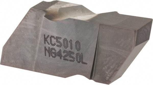 Kennametal - 4250NG Grade KC5010, 6.35mm Cutting Width Carbide Grooving Insert - 6.35mm Max Depth of Cut, Left Hand, 0.57mm Corner Radius, TiAlN Finish - Americas Industrial Supply