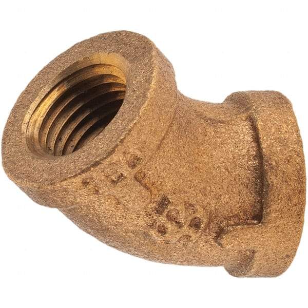 Merit Brass - Class 125, 1/4" Internal Pipe, Brass 45° Street Elbow - FNPT x FNPT - Americas Industrial Supply