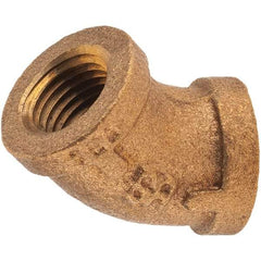 Merit Brass - Class 125, 1/4" Internal Pipe, Brass 45° Street Elbow - FNPT x FNPT - Americas Industrial Supply