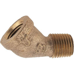 Merit Brass - Class 125, 1/4" Internal Pipe, Brass 45° Street Elbow - FNPT x MNPT - Americas Industrial Supply