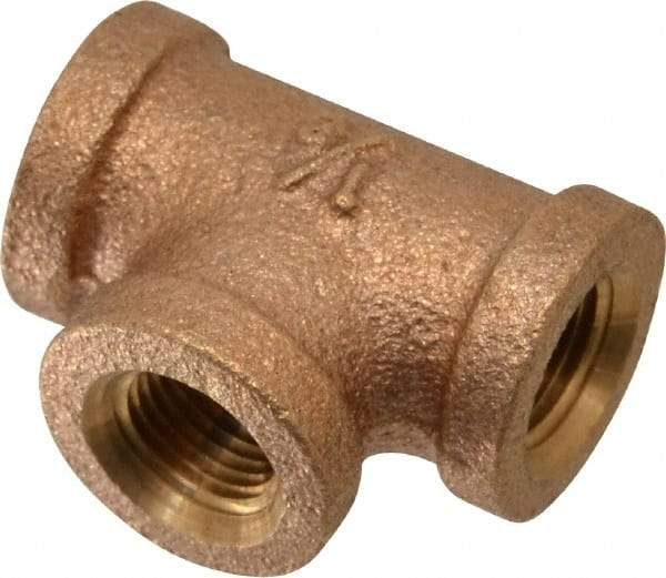 Merit Brass - Class 125, 2" Internal Pipe, Lead Free Brass Tee - FNPT x FNPT x FNPT - Americas Industrial Supply