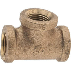 Merit Brass - Class 125, 3/8" Internal Pipe, Brass Tee - FNPT x FNPT x FNPT - Americas Industrial Supply