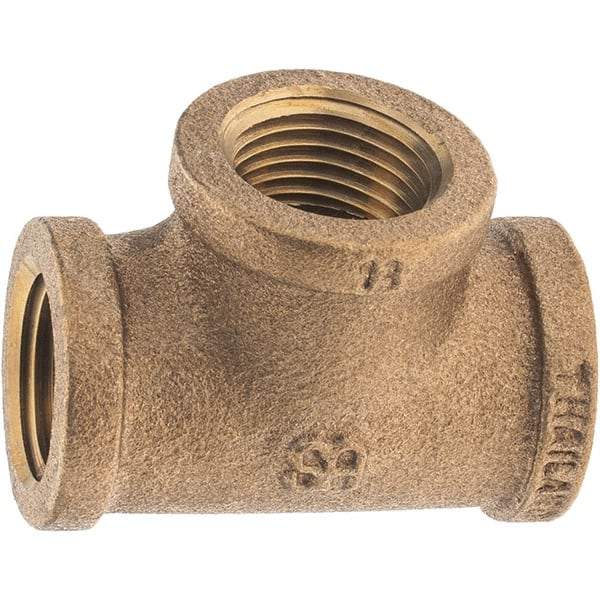Merit Brass - Class 125, 1/2" Internal Pipe, Brass Tee - FNPT x FNPT x FNPT - Americas Industrial Supply