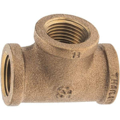 Merit Brass - Class 125, 1/2" Internal Pipe, Brass Tee - FNPT x FNPT x FNPT - Americas Industrial Supply