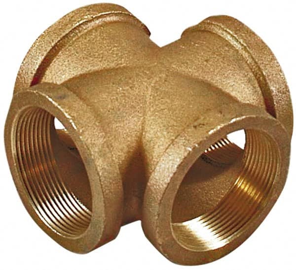 Merit Brass - Class 125, 1/2" Internal Pipe, Lead Free Brass Cross - FNPT - Americas Industrial Supply