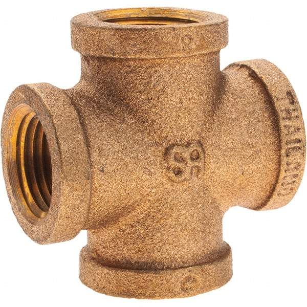 Merit Brass - Class 125, 1/2" Internal Pipe, Brass Cross - All FNPT - Americas Industrial Supply