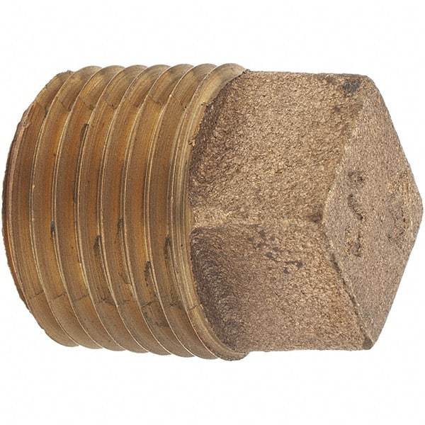 Merit Brass - Class 125, 1/2" Internal Pipe, Brass Square Head Plug - MNPT - Americas Industrial Supply