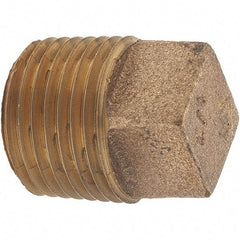 Merit Brass - Class 125, 1/2" Internal Pipe, Brass Square Head Plug - MNPT - Americas Industrial Supply