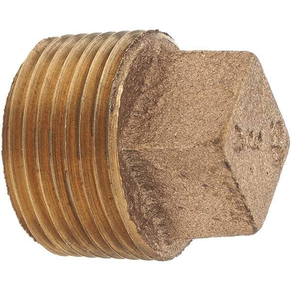 Merit Brass - Class 125, 3/4" Internal Pipe, Brass Square Head Plug - MNPT - Americas Industrial Supply