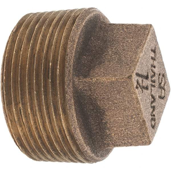 Merit Brass - Class 125, 1-1/4" Internal Pipe, Brass Square Head Plug - MNPT - Americas Industrial Supply