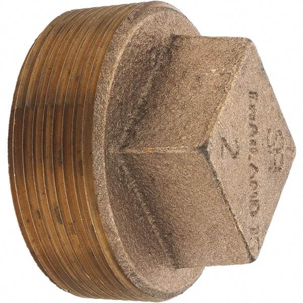 Merit Brass - Class 125, 2" Internal Pipe, Brass Square Head Plug - MNPT - Americas Industrial Supply
