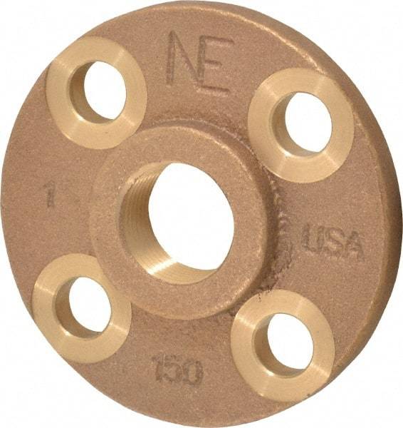 Merit Brass - 1" Pipe, 4-1/4" OD, 11/16" Hub Length, Brass & Chrome Plated, Companion Pipe Flange - 3-1/8" Across Bolt Hole Centers, 5/8" Bolt Hole, Class 125 - Americas Industrial Supply