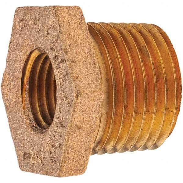 Merit Brass - Class 125, 1/2 x 1/4" Internal Pipe, Brass Hex Bushing - MNPT x FNPT - Americas Industrial Supply