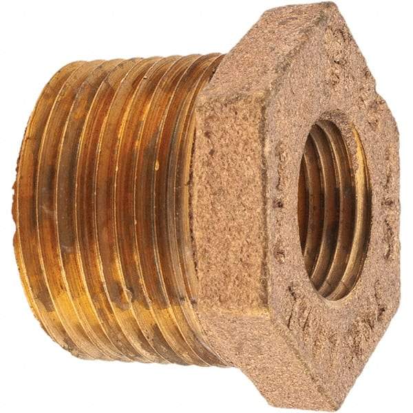 Merit Brass - Class 125, 3/4 x 3/8" Internal Pipe, Brass Hex Bushing - MNPT x FNPT - Americas Industrial Supply