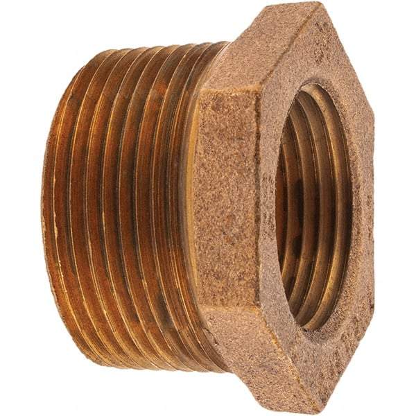 Merit Brass - Class 125, 1-1/4 x 1" Internal Pipe, Brass Hex Bushing - MNPT x FNPT - Americas Industrial Supply
