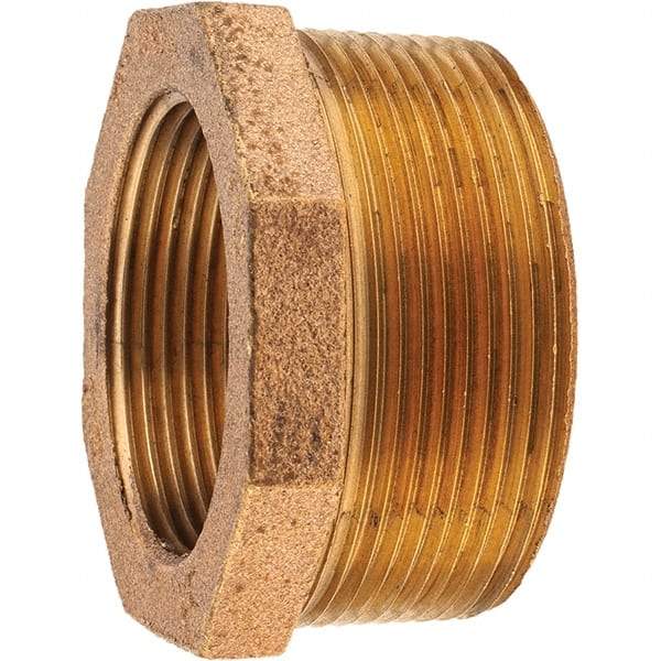 Merit Brass - Class 125, 2 x 1-1/2" Internal Pipe, Brass Hex Bushing - MNPT x FNPT - Americas Industrial Supply