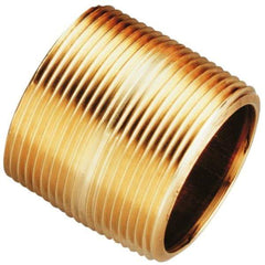 Merit Brass - 10" Long, 2" Pipe Threaded Brass Pipe Nipple - NPT Thread, Red Brass - Americas Industrial Supply