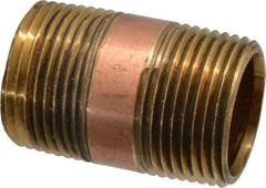 Merit Brass - 2" Long, 1" Pipe Threaded Brass Pipe Nipple - NPT Thread, Red Brass - Americas Industrial Supply