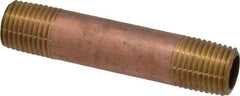Merit Brass - 2-1/2" Long, 1/4" Pipe Threaded Brass Pipe Nipple - NPT Thread, Red Brass - Americas Industrial Supply