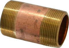 Merit Brass - 3" Long, 1-1/2" Pipe Threaded Brass Pipe Nipple - NPT Thread, Red Brass - Americas Industrial Supply