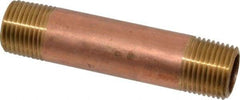 Merit Brass - 3-1/2" Long, 1/2" Pipe Threaded Brass Pipe Nipple - NPT Thread, Red Brass - Americas Industrial Supply