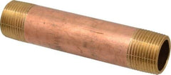 Merit Brass - 4-1/2" Long, 3/4" Pipe Threaded Brass Pipe Nipple - NPT Thread, Red Brass - Americas Industrial Supply