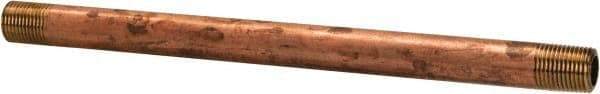 Merit Brass - 5-1/2" Long, 1/8" Pipe Threaded Brass Pipe Nipple - NPT Thread, Red Brass - Americas Industrial Supply