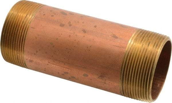 Merit Brass - 5-1/2" Long, 2" Pipe Threaded Brass Pipe Nipple - NPT Thread, Red Brass - Americas Industrial Supply
