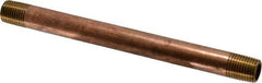 Merit Brass - 6" Long, 1/4" Pipe Threaded Brass Pipe Nipple - NPT Thread, Red Brass - Americas Industrial Supply