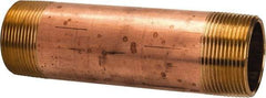 Merit Brass - 6" Long, 1-1/2" Pipe Threaded Brass Pipe Nipple - NPT Thread, Red Brass - Americas Industrial Supply