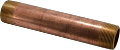 Merit Brass - 8" Long, 1-1/4" Pipe Threaded Brass Pipe Nipple - NPT Thread, Red Brass - Americas Industrial Supply